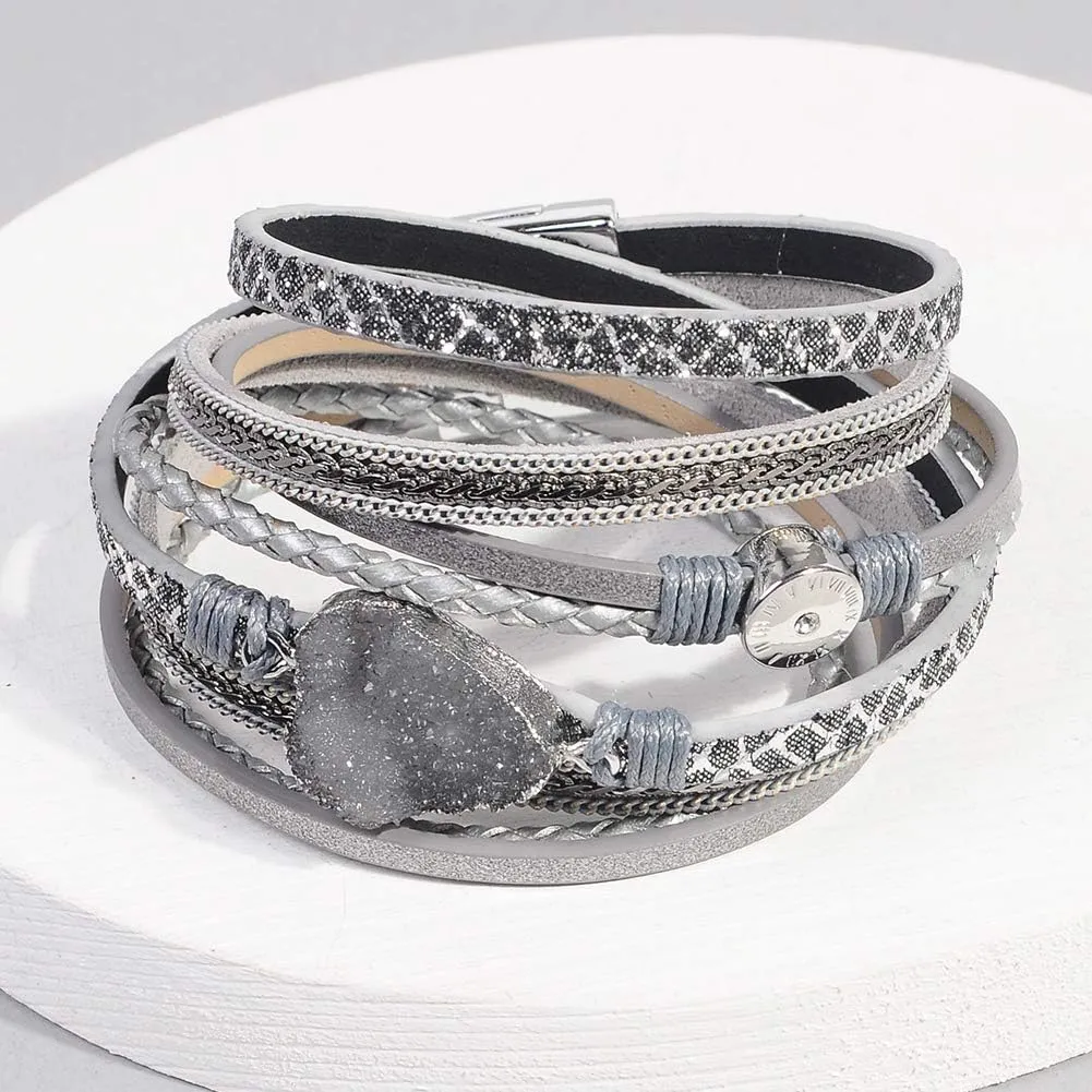 Artilady Leather Wrap Bracelets for Women - Pearl Bracelets Handmade Clasp Bangle Bracelet with Beads Jewelry Gift for Women and Mother