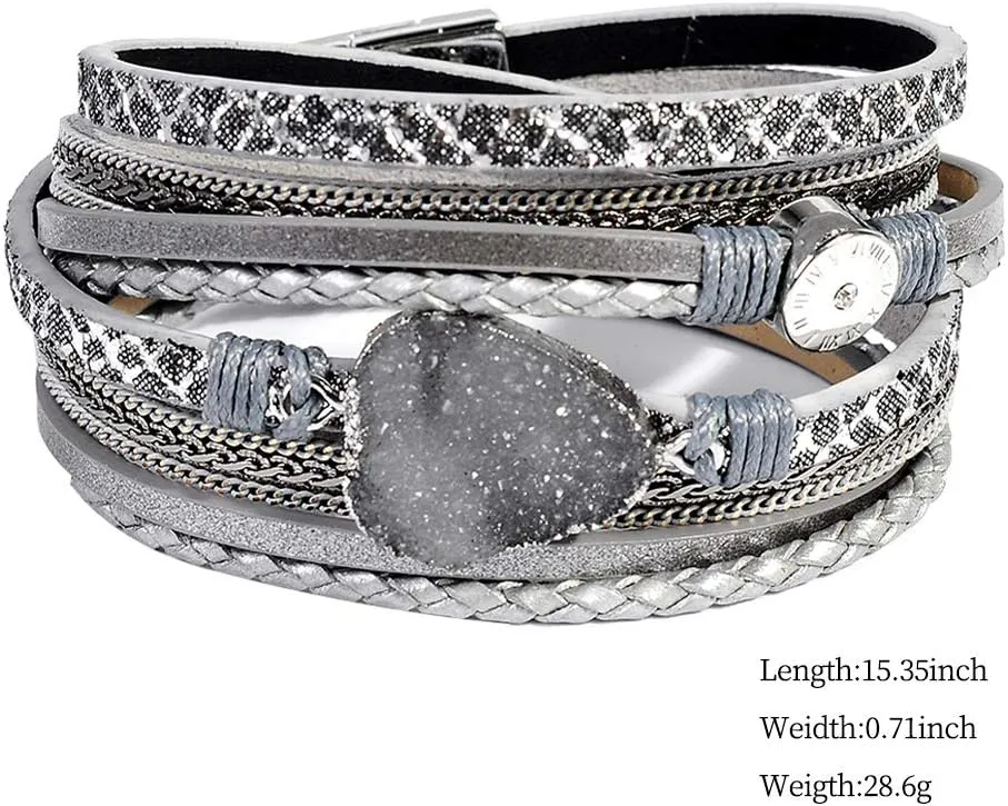 Artilady Leather Wrap Bracelets for Women - Pearl Bracelets Handmade Clasp Bangle Bracelet with Beads Jewelry Gift for Women and Mother