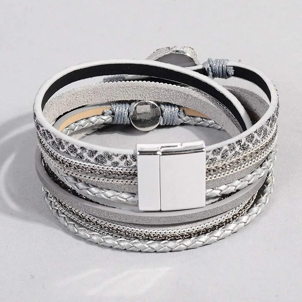 Artilady Leather Wrap Bracelets for Women - Pearl Bracelets Handmade Clasp Bangle Bracelet with Beads Jewelry Gift for Women and Mother