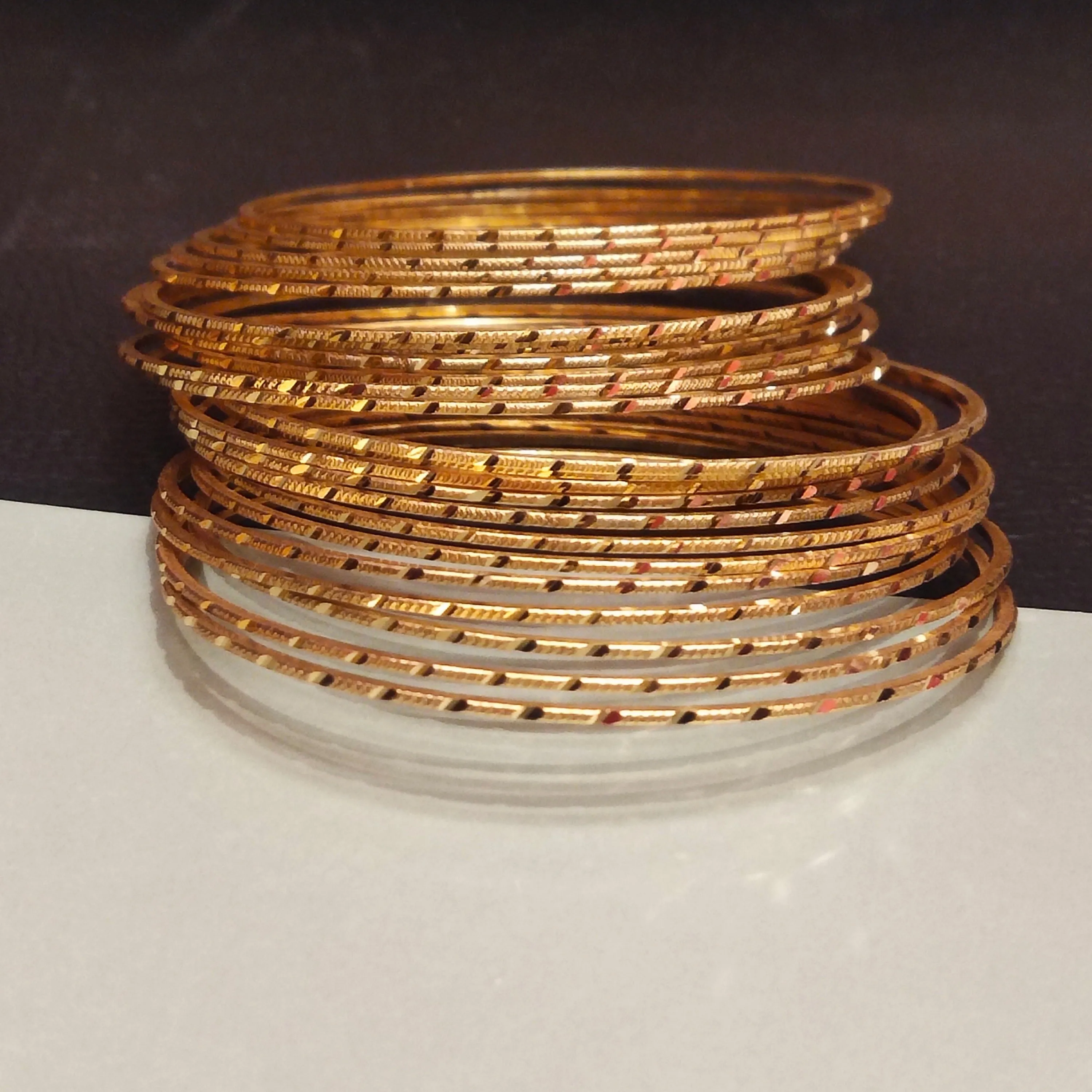 Asp One Gram Gold Plated 24 Thin Bangles Set