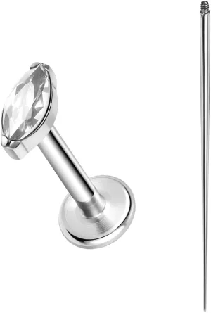 ASTM F136 Titanium 16G 8mm Piercing Jewelry helix earrings for Conch Tragus Helix Lip Labret Earlobe Hypoallergenic Internally Threaded Flat Back Cartilage Stud Earring Taper Insertion Pin