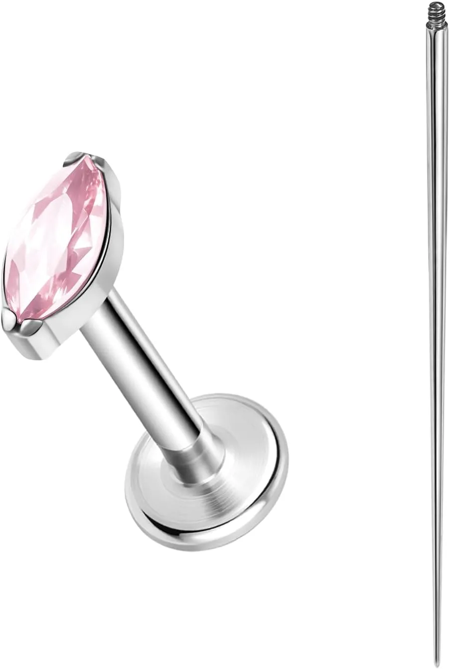 ASTM F136 Titanium 16G 8mm Piercing Jewelry helix earrings for Conch Tragus Helix Lip Labret Earlobe Hypoallergenic Internally Threaded Flat Back Cartilage Stud Earring Taper Insertion Pin
