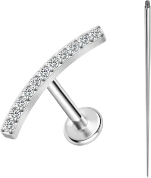 ASTM F136 Titanium 16G 8mm Piercing Jewelry helix earrings for Conch Tragus Helix Lip Labret Earlobe Hypoallergenic Internally Threaded Flat Back Cartilage Stud Earring Taper Insertion Pin