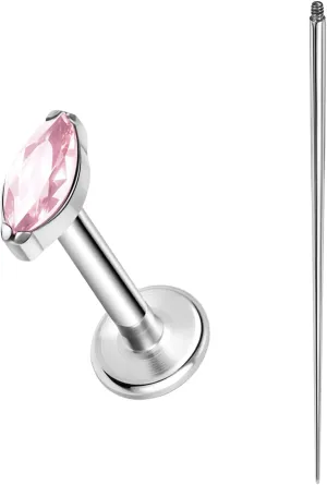 ASTM F136 Titanium 16G 8mm Piercing Jewelry helix earrings for Conch Tragus Helix Lip Labret Earlobe Hypoallergenic Internally Threaded Flat Back Cartilage Stud Earring Taper Insertion Pin