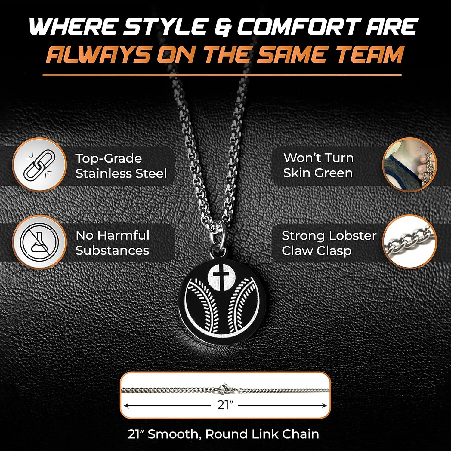 Athletes Necklace With Inspiring Bible Quote  Choose Your Quote, Silver Cross Necklace for Men and Women That Love Sports  Makes a Unique, Inspiring Gift for Athletes. Baseball, Basketball, Football, Hockey and Soccer Available.