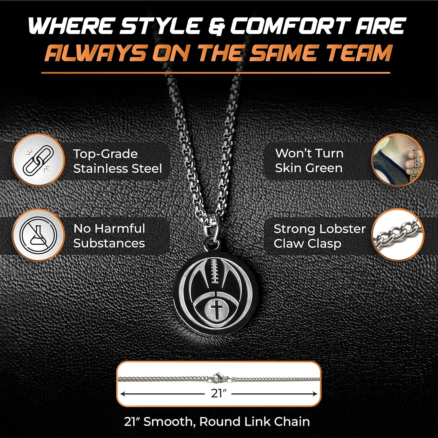 Athletes Necklace With Inspiring Bible Quote  Choose Your Quote, Silver Cross Necklace for Men and Women That Love Sports  Makes a Unique, Inspiring Gift for Athletes. Baseball, Basketball, Football, Hockey and Soccer Available.