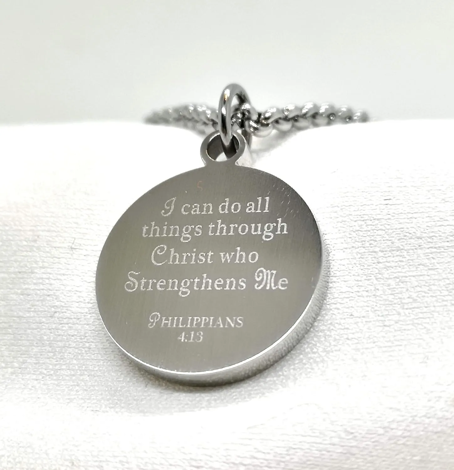 Athletes Necklace With Inspiring Bible Quote  Choose Your Quote, Silver Cross Necklace for Men and Women That Love Sports  Makes a Unique, Inspiring Gift for Athletes. Baseball, Basketball, Football, Hockey and Soccer Available.