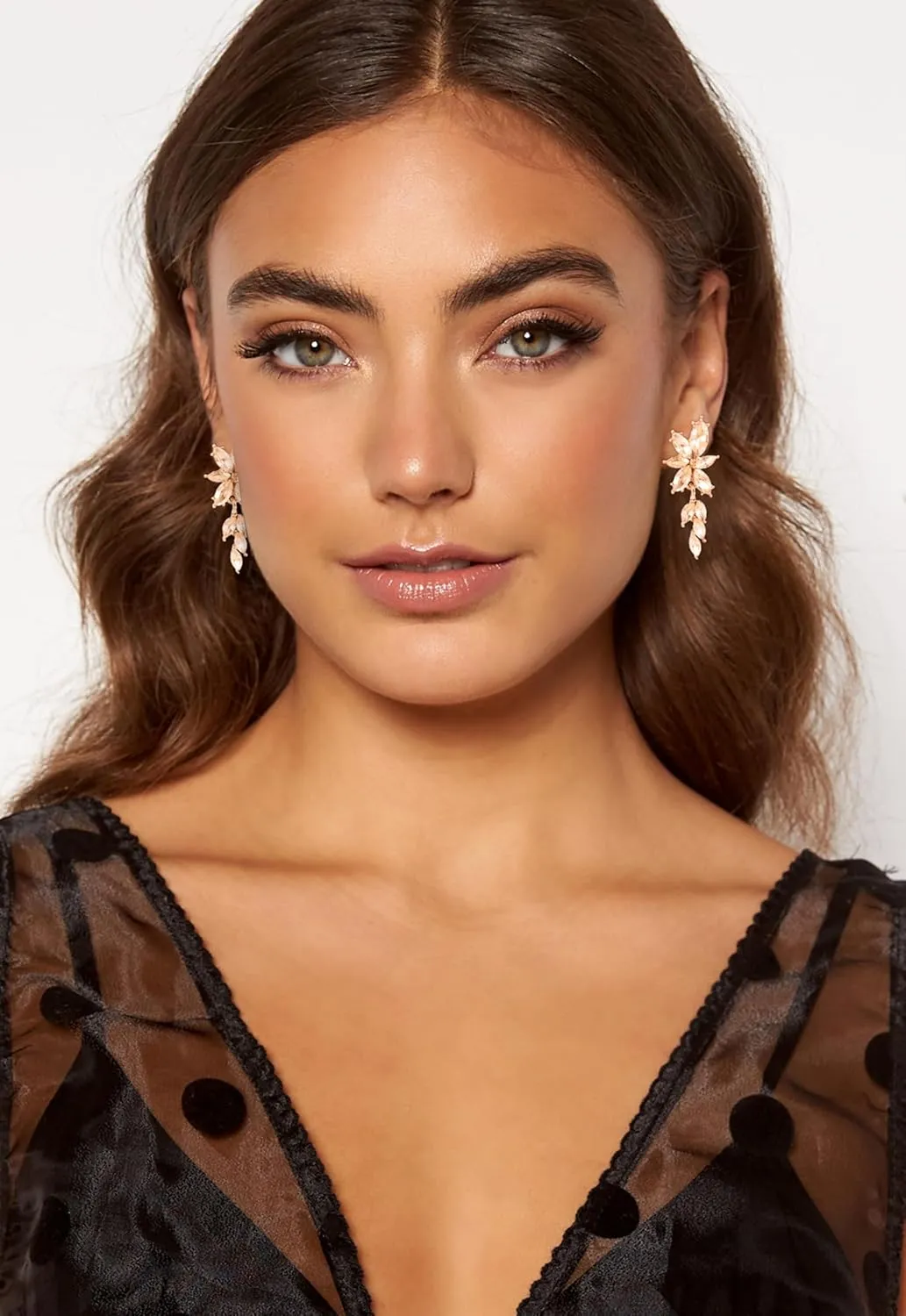 ATIMIGO Elegant Rhinestone Dangle Earrings Marquise Crystal Wedding Bridal Earrings for Brides Bridemaids Formal Prom Statement Drop Earrings for Women