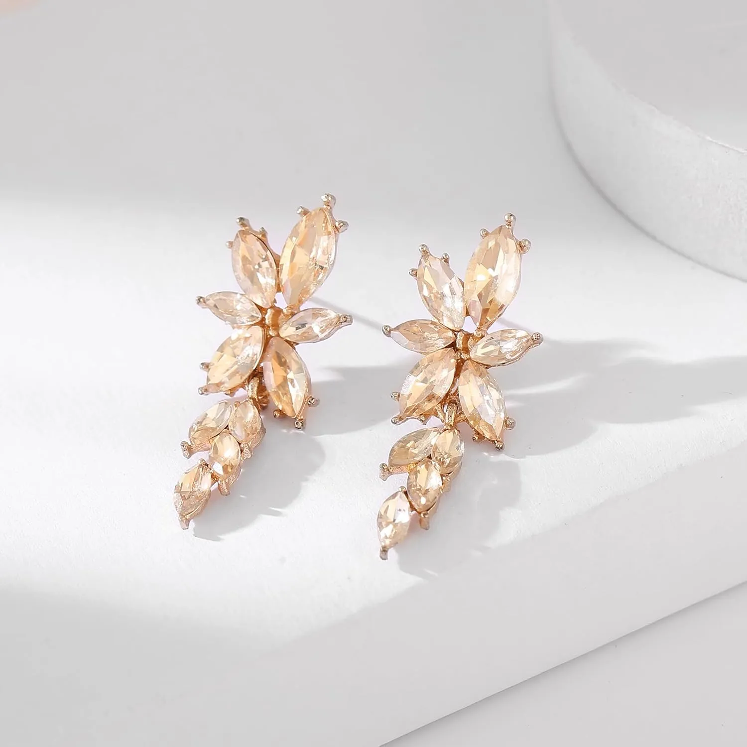 ATIMIGO Elegant Rhinestone Dangle Earrings Marquise Crystal Wedding Bridal Earrings for Brides Bridemaids Formal Prom Statement Drop Earrings for Women