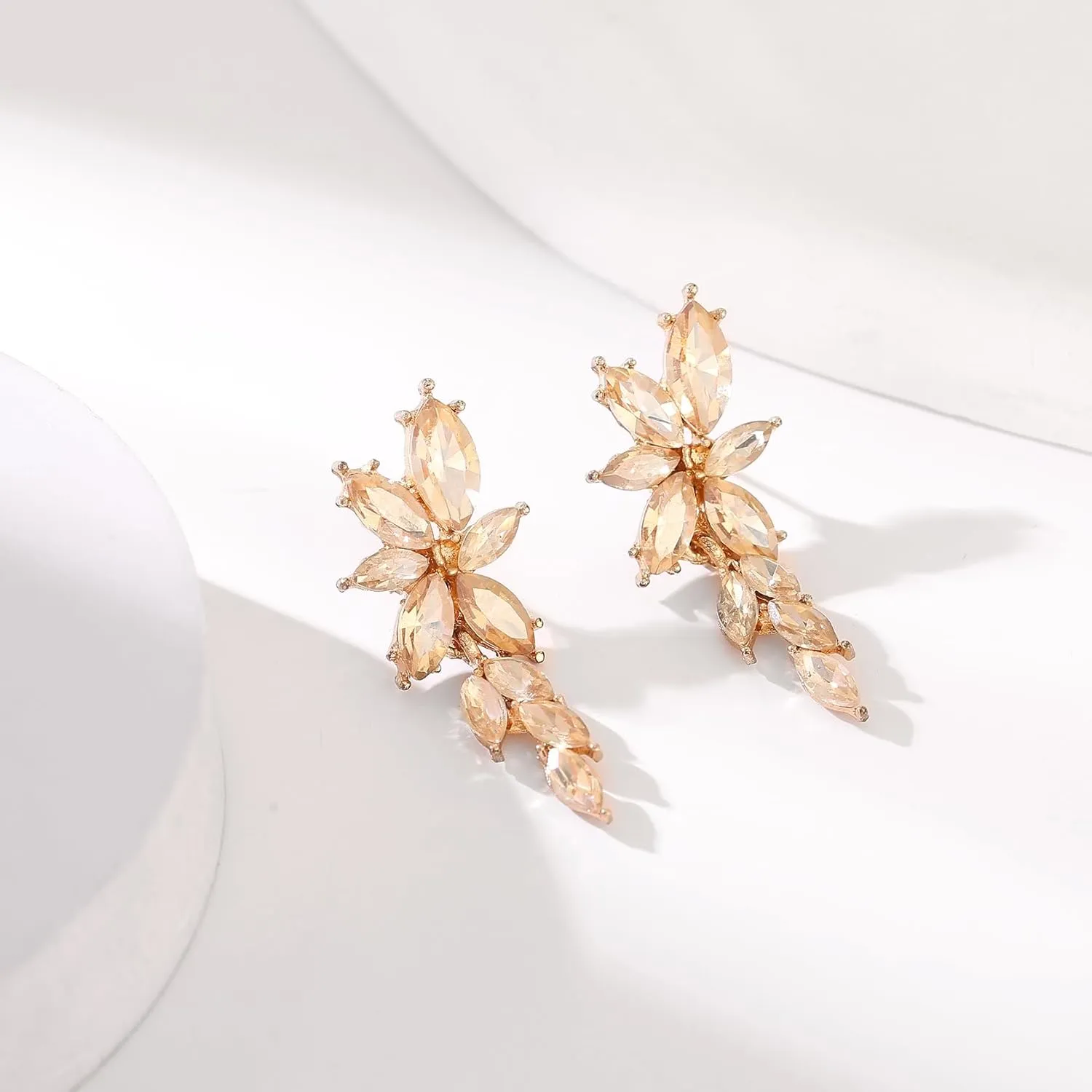 ATIMIGO Elegant Rhinestone Dangle Earrings Marquise Crystal Wedding Bridal Earrings for Brides Bridemaids Formal Prom Statement Drop Earrings for Women