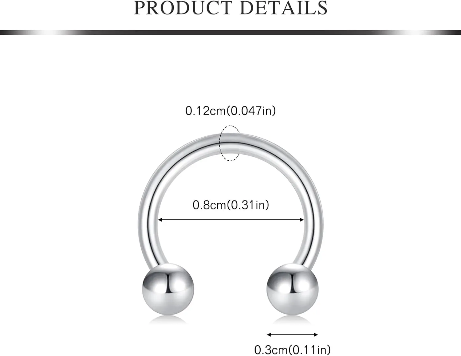 AVYRING 16g Septum Rings Nose Rings Surgical Steel Horseshoe Labret Tragus Earring Septum Piercing Jewelry for Women Men Sliver Gold Black 8mm 10mm