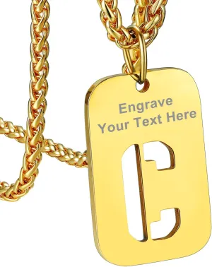 Bandmax Initial Letter For Men Women Necklace Chain Dog Tags Stainless Steel 26 Alphabet Hollow Capitals Chains With Pendants Jewelry Steel/Gold/Black Necklace Chain For Men