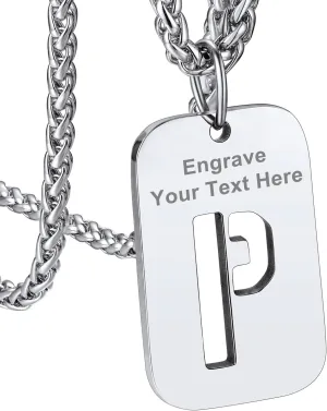 Bandmax Initial Letter For Men Women Necklace Chain Dog Tags Stainless Steel 26 Alphabet Hollow Capitals Chains With Pendants Jewelry Steel/Gold/Black Necklace Chain For Men