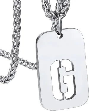Bandmax Initial Letter For Men Women Necklace Chain Dog Tags Stainless Steel 26 Alphabet Hollow Capitals Chains With Pendants Jewelry Steel/Gold/Black Necklace Chain For Men
