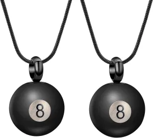 BAOWIQI Cremation Jewelry Billiard Black 8 Ball Cremation Urn Necklace for Ashes Stainless Steel Urn Jewelry Personal Necklace (Bracelet)
