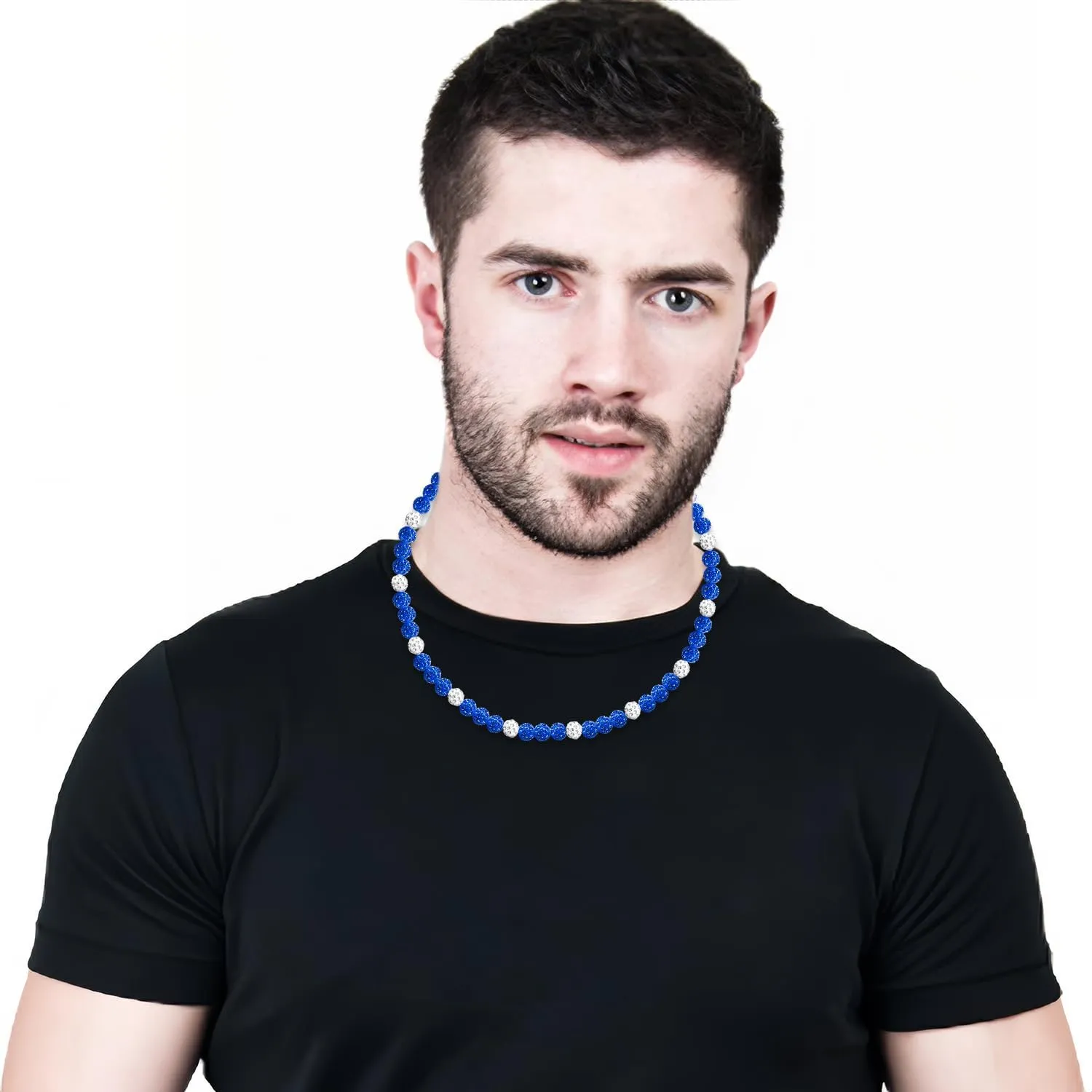 Baseball Beaded Chain Necklace 20 Inch Bling Ice Collection Necklace Adjustable Elastic Cord Glitter Rhinestone Ball Necklace Inspired Sports Jewelry Athlete Necklace for Men Boys