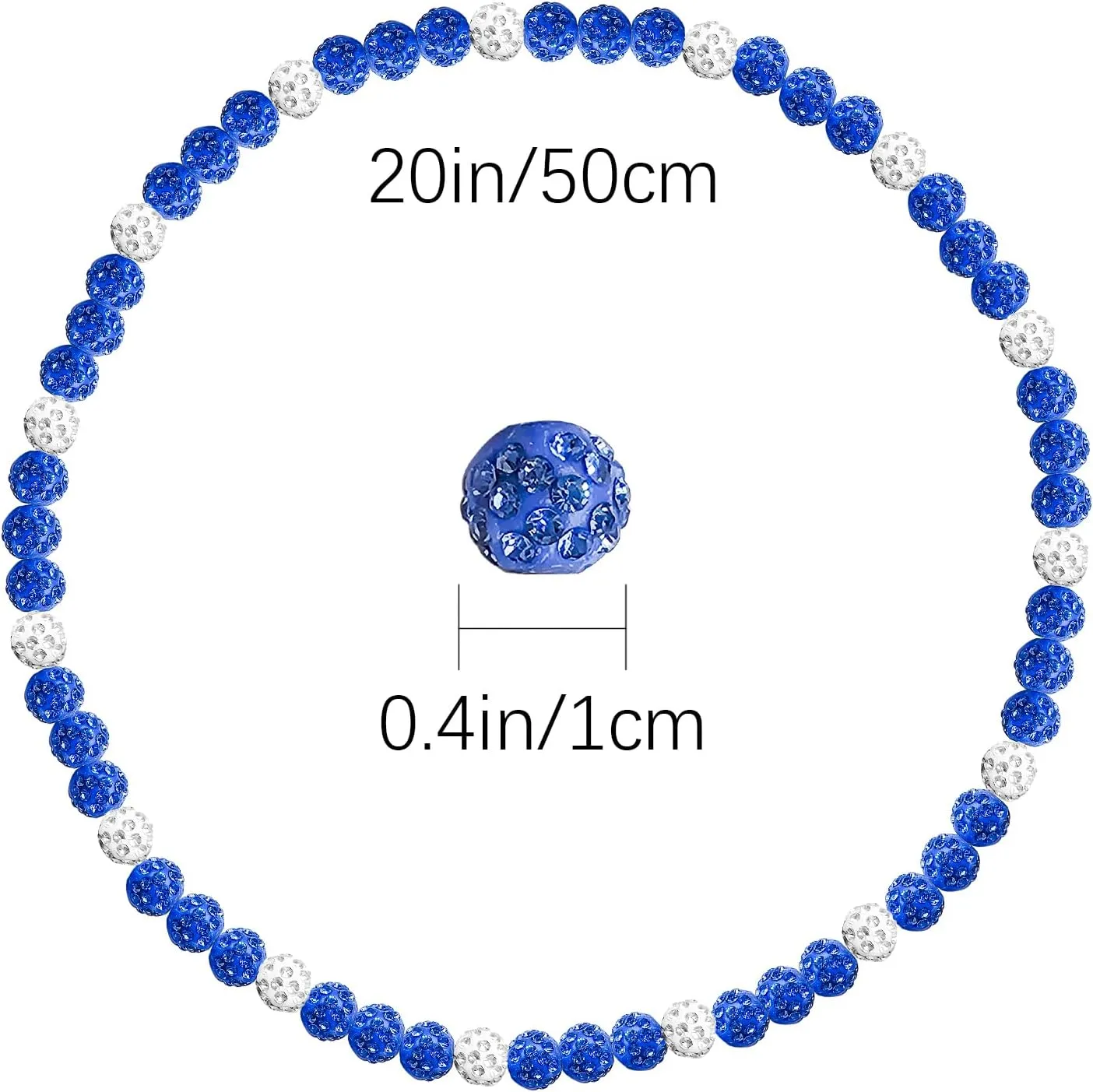 Baseball Beaded Chain Necklace 20 Inch Bling Ice Collection Necklace Adjustable Elastic Cord Glitter Rhinestone Ball Necklace Inspired Sports Jewelry Athlete Necklace for Men Boys