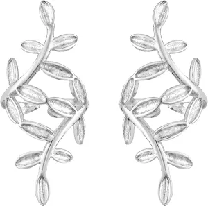 Beautiful Nature-Inspired Olive Leaf Garland Sterling Silver Cuff Earrings | Ear Cuffs Fine Jewelry for Women