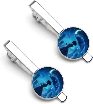 Beauty City Moon Umbrella Men's Tie Clips Shirt Necktie Bar Pinch Silver Tack Pins Cufflinks Mens Suit Tie Accessories