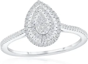 Beaux Bijoux Real Diamond Rings for Women in Sterling Silver - Engagement, Promise Anniversary, Genuine Fine Diamond Rings in Multiple Shapes and Styles