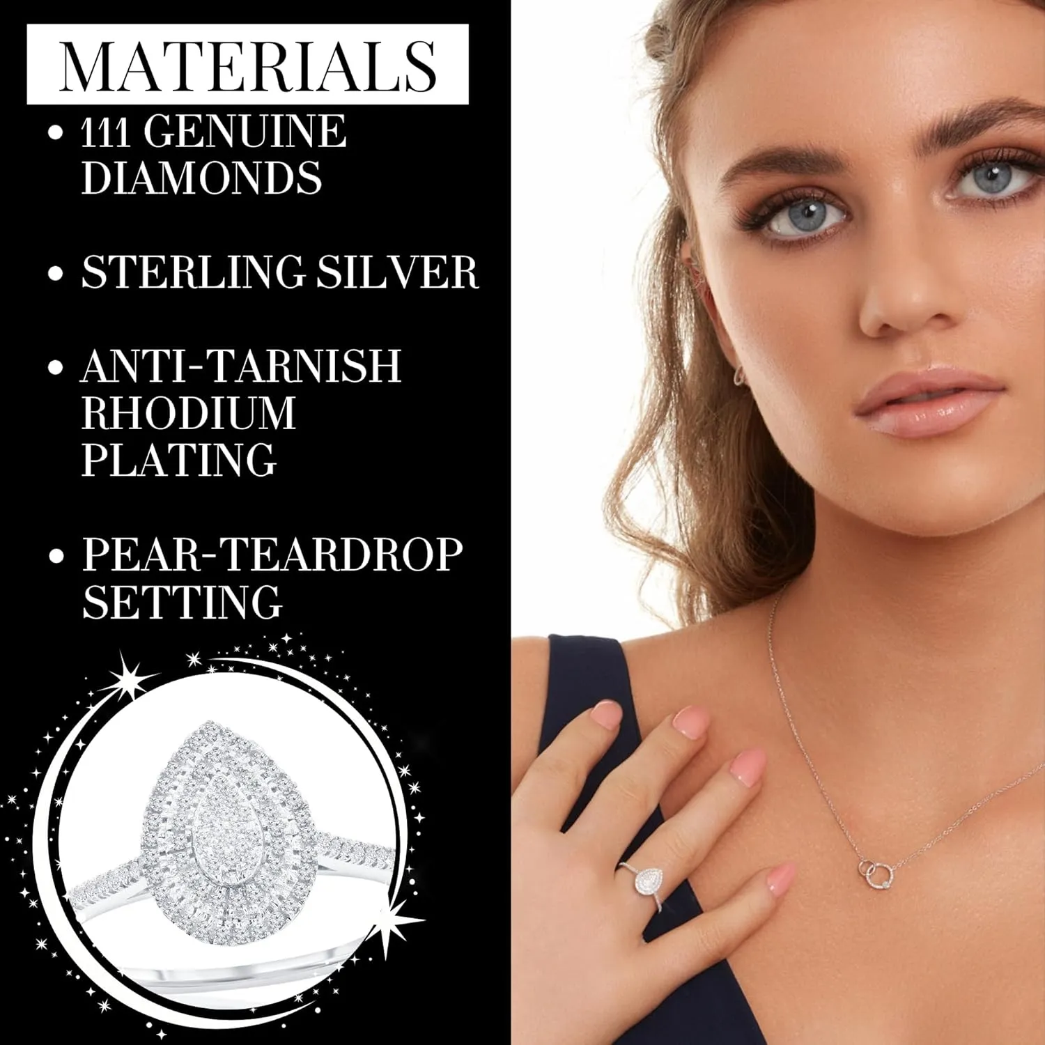 Beaux Bijoux Real Diamond Rings for Women in Sterling Silver - Engagement, Promise Anniversary, Genuine Fine Diamond Rings in Multiple Shapes and Styles