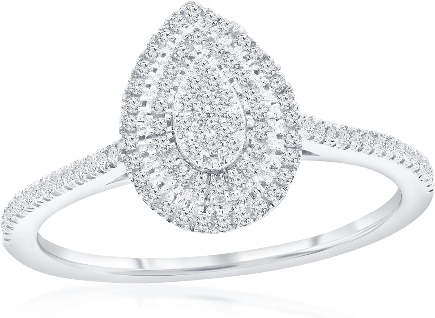 Beaux Bijoux Real Diamond Rings for Women in Sterling Silver - Engagement, Promise Anniversary, Genuine Fine Diamond Rings in Multiple Shapes and Styles