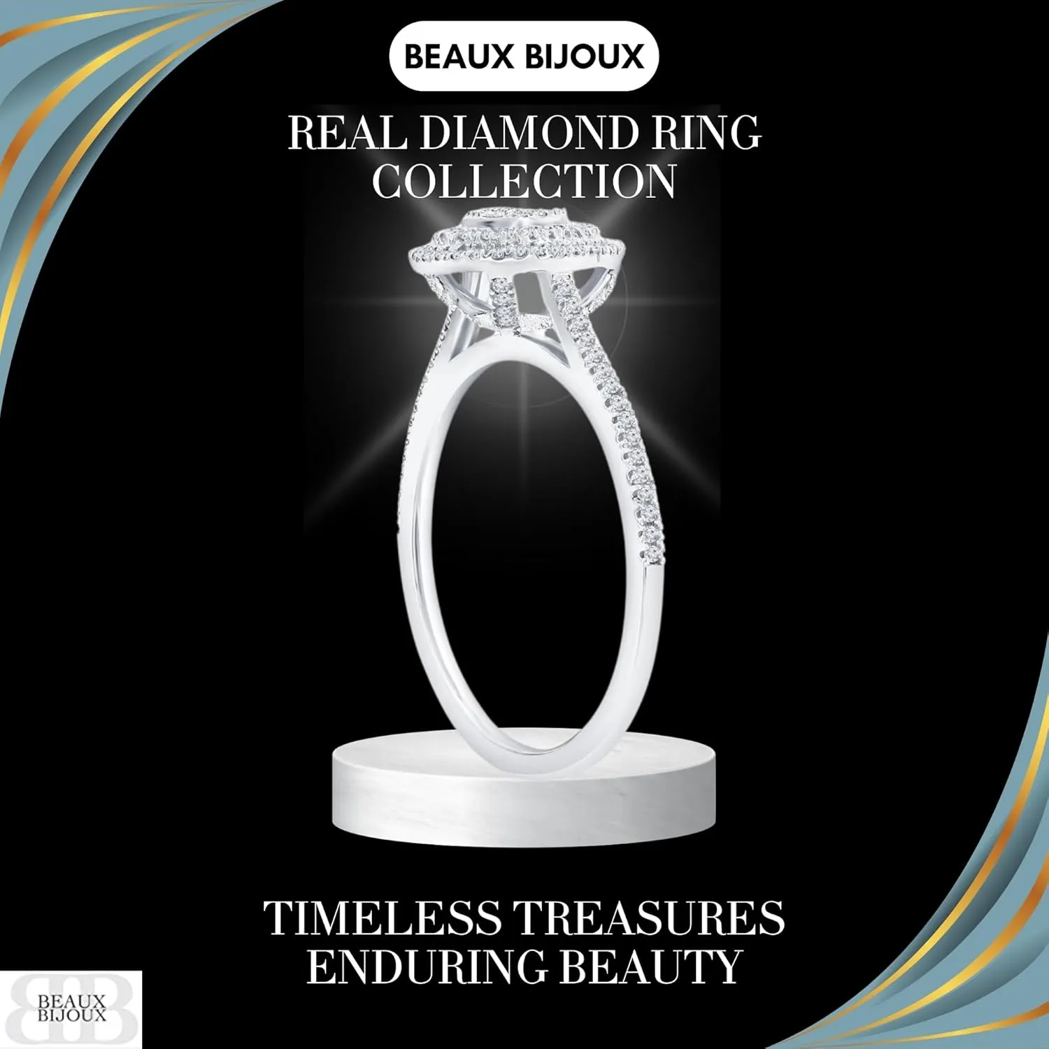 Beaux Bijoux Real Diamond Rings for Women in Sterling Silver - Engagement, Promise Anniversary, Genuine Fine Diamond Rings in Multiple Shapes and Styles