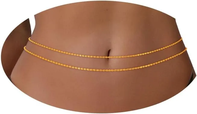 Belly Chain for Women Gold Layered Spiral Waist Chains Adjustable Body Chain Body Jewelry Accessories for Bikini Beach