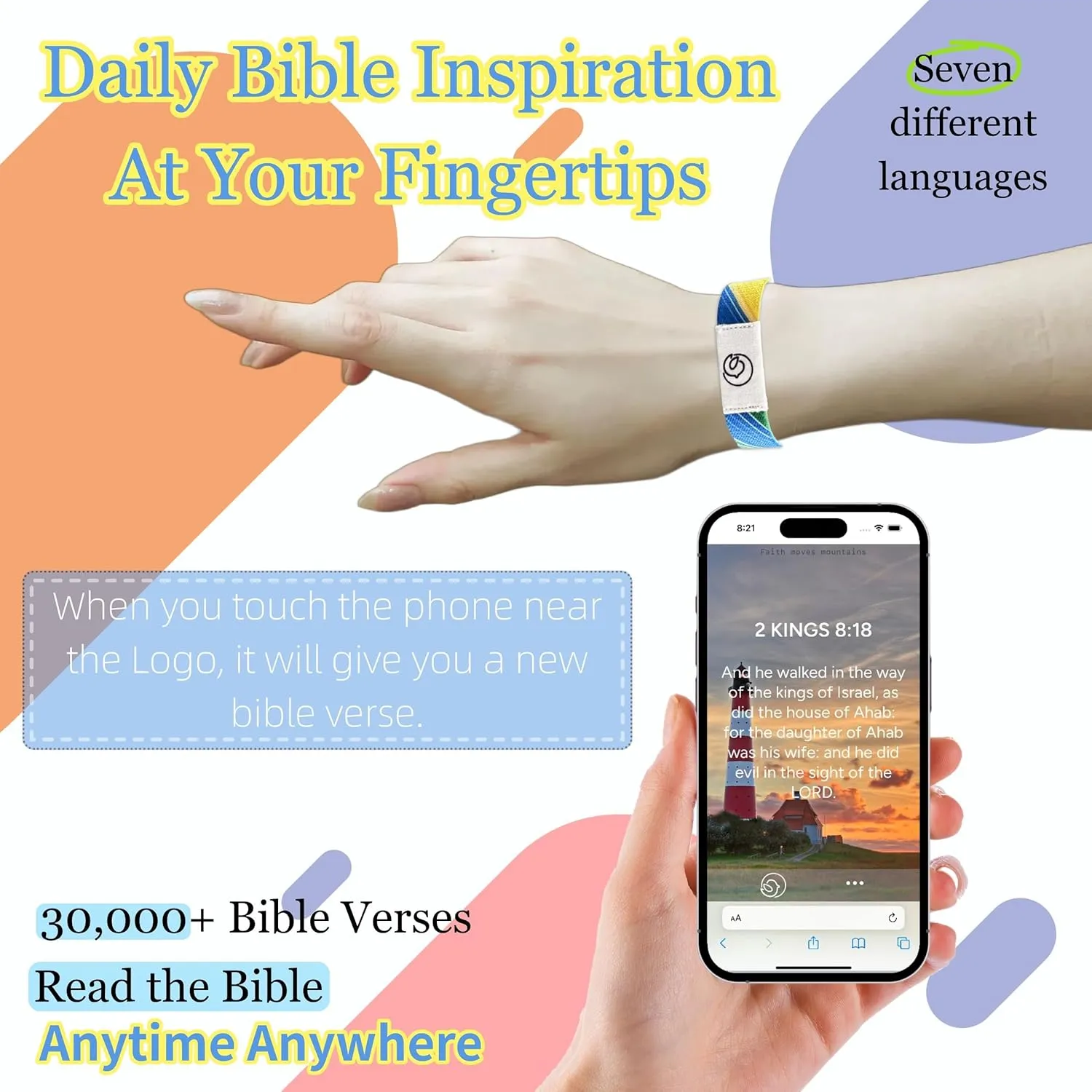 Bible Verse Bracelets, Christian Bracelet With NFC Scripture Bracelets, Inspirational Daily Bible Verse Bracelet, God Jesus Religious Gifts for Women Men Teens