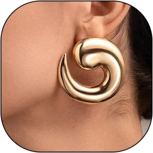 Big Silver Chunky Spiral Statement Earrings for Women,14K Gold Maxi Large Spiral Drop Dangle Earrings Exaggerated Geometric Ear Jewelry Accessories