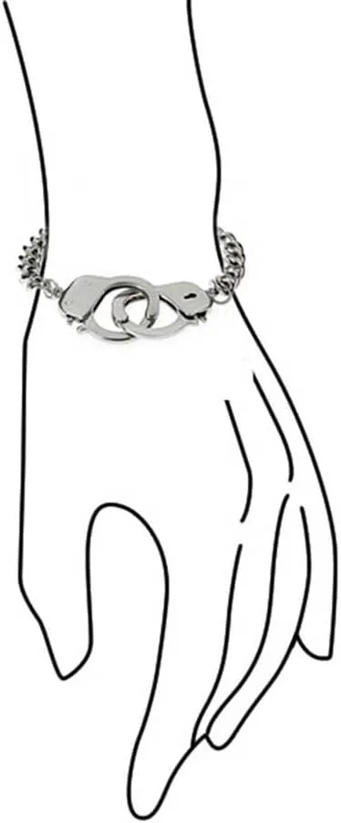Biker Jewelry Interlocking Handcuff Bracelet for Men with Padlock Curb Chain Black IP Silver Tone Stainless Steel 8,8.5 Inch