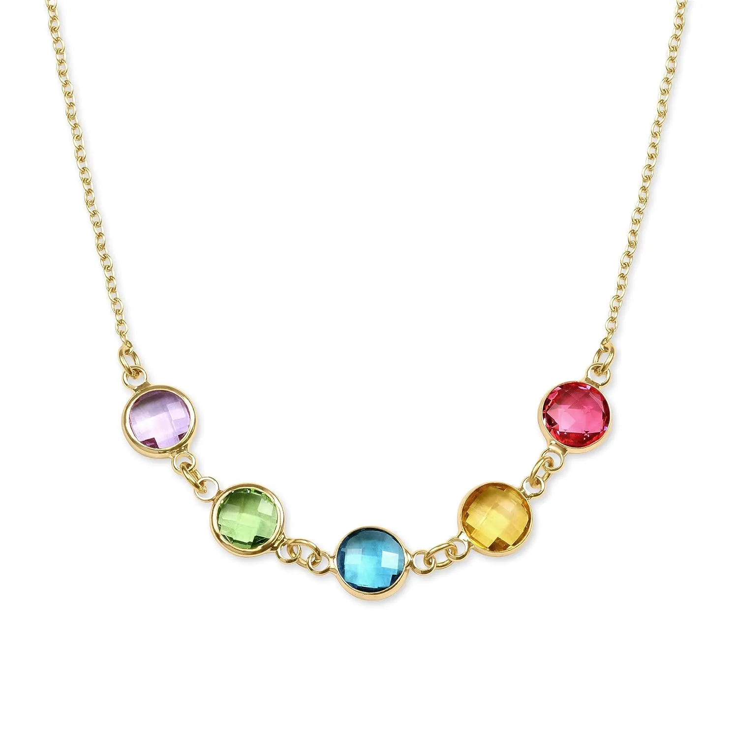 Birthstone Necklace for Mom, Women 1-7 Birthstones, Custom Personalized Necklaces in 18K Gold Plated & Stainless Steel Wife Grandma Girls, Mother's Day Christmas Gift from Daughter, Family Jewelry