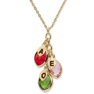 Birthstones & Initials Necklace for Mom, Grandma, Women Up To 7 Birthstones, Multiple Kids, Grandkids Personalized Custom Family Jewelry for Mother's Day, Birthday Gifts Wife Daughter, Graduation Gift