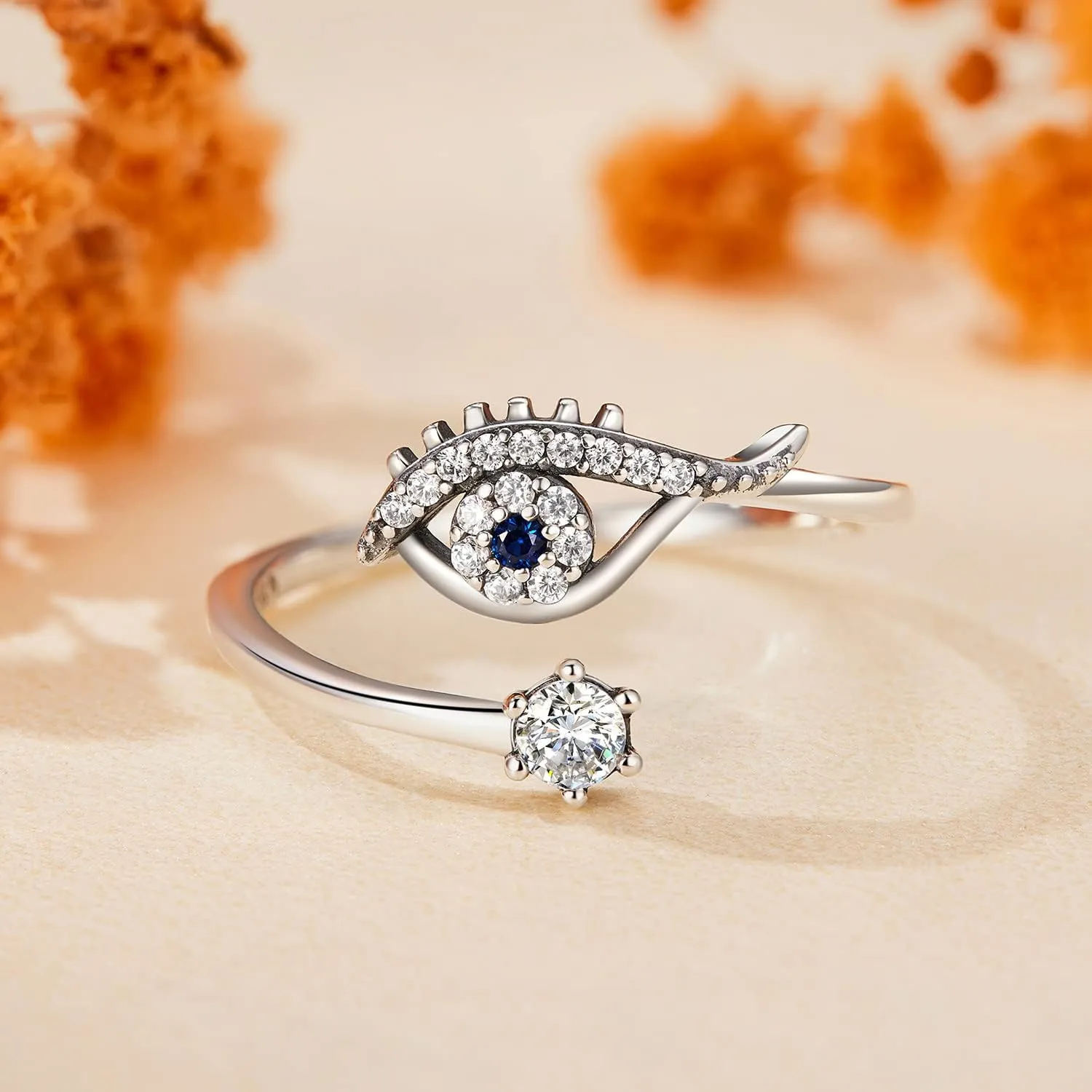 BISAER Snake Ring Adjustable Rings For Women 925 Sterling Silver Evil Eye Rings Gothic Vintage Octopus Dragonfly Moon Cat Stackable Ring For Women