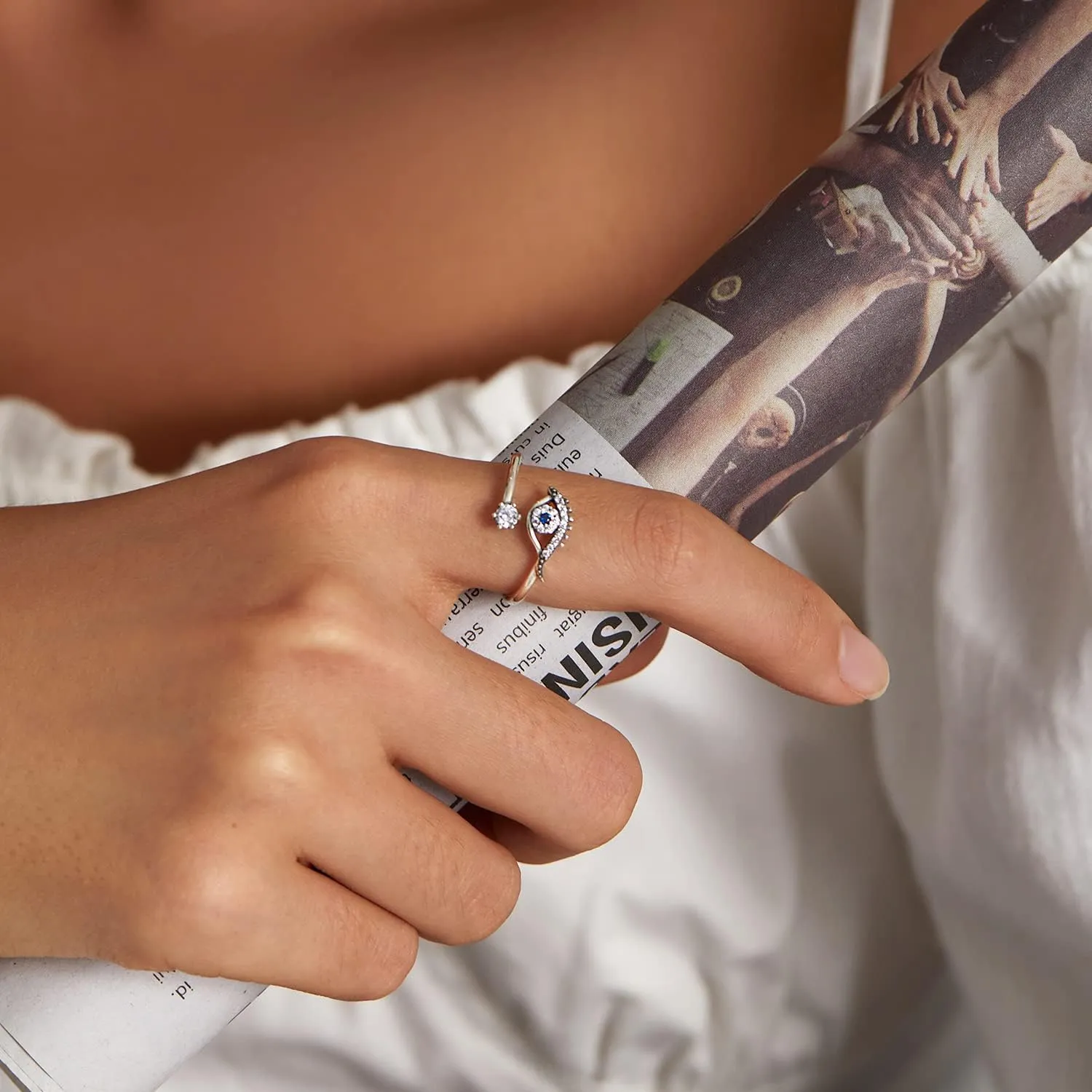 BISAER Snake Ring Adjustable Rings For Women 925 Sterling Silver Evil Eye Rings Gothic Vintage Octopus Dragonfly Moon Cat Stackable Ring For Women