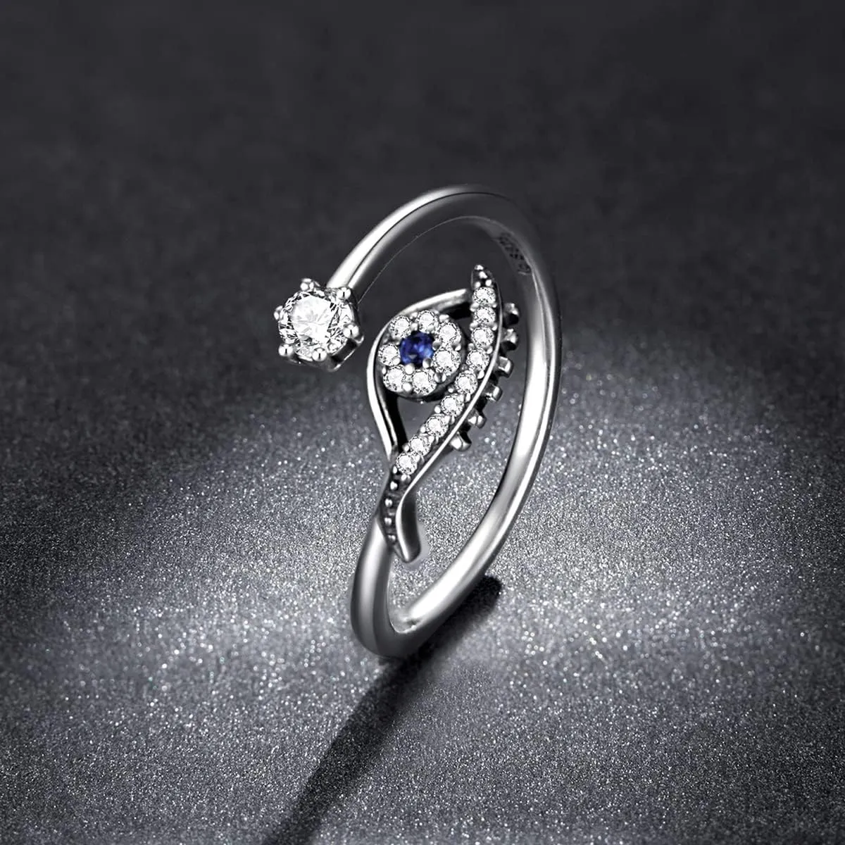 BISAER Snake Ring Adjustable Rings For Women 925 Sterling Silver Evil Eye Rings Gothic Vintage Octopus Dragonfly Moon Cat Stackable Ring For Women
