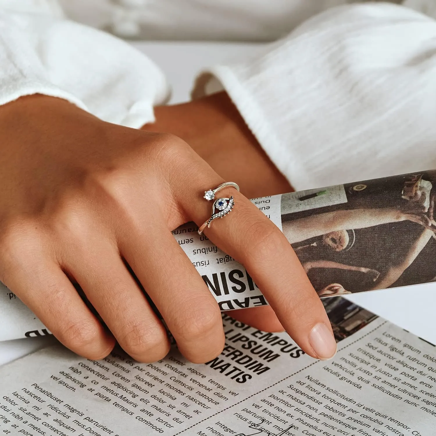 BISAER Snake Ring Adjustable Rings For Women 925 Sterling Silver Evil Eye Rings Gothic Vintage Octopus Dragonfly Moon Cat Stackable Ring For Women