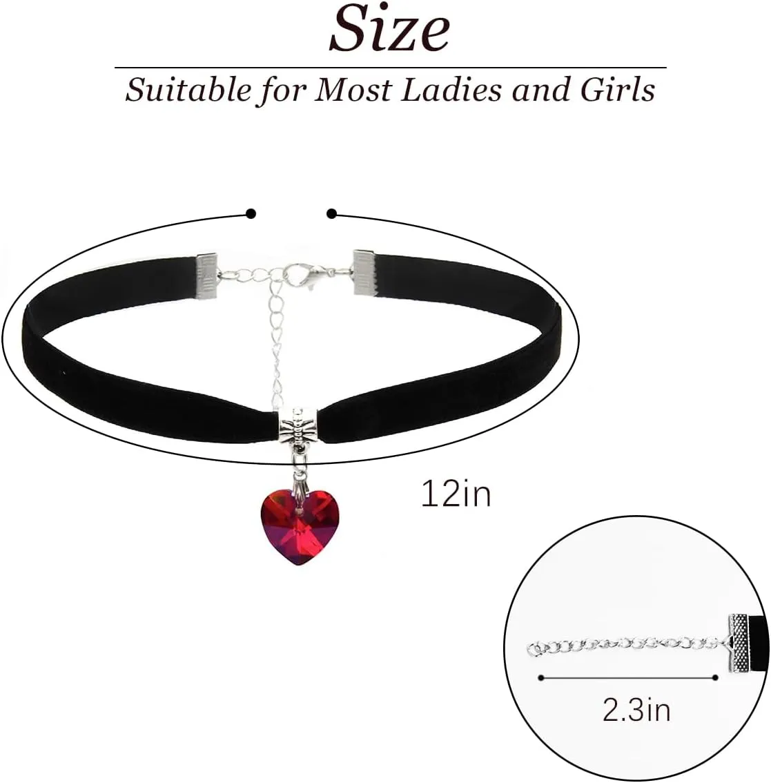 Black Choker Necklaces for Woman Love Heart Choker Necklace Adjustable Velvet Choker Soft Collar Chain Red Heart Necklace Halloween Cosplay Party