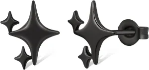Black Stars Stud Earrings for Women Trendy 14K Black Gold Plated Stud Earrings for Hypoallergenic Jewelry