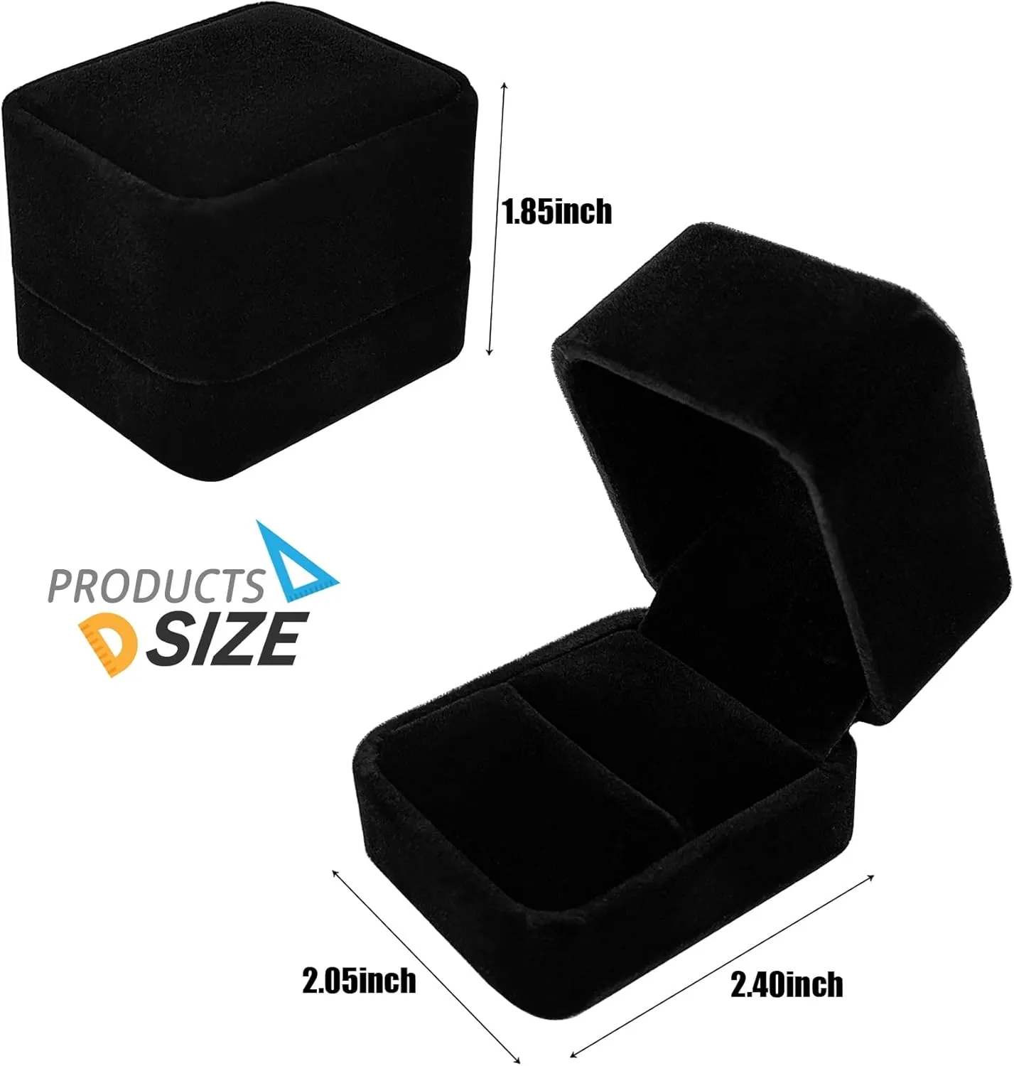Black Velvet Ring Box,Jewelry Gift Box for Proposal,Engagement, Wedding - Easy to Carry and Fit into Your Pocket (Black, S)