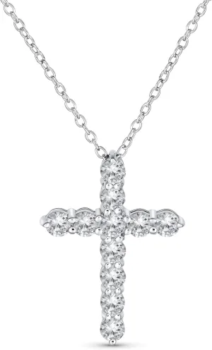 Bling Jewelry Bridal Exquisite Delicate Marquise and Baguette-Cut AAA Cubic Zirconia Religious Cross Pendant Necklace For Women Teens .925 Sterling Silver