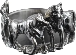 Blue Apple Co. Wolves Band Ring 925 Sterling Silver Wolf Pack Ring Wolves