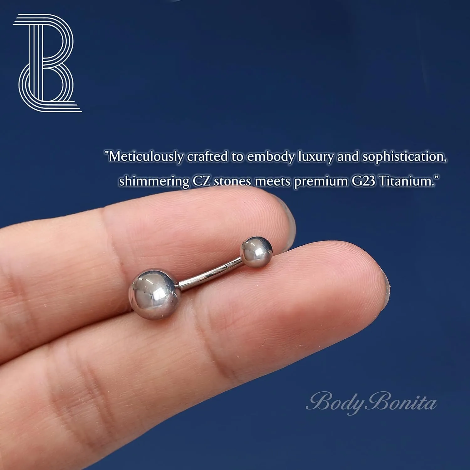 BodyBonita Real Solid G23 Titanium Belly Button Rings - 14G Internally Threaded 10mm Belly Ring Round Square Star Teardrop CZ Navel Rings for Women