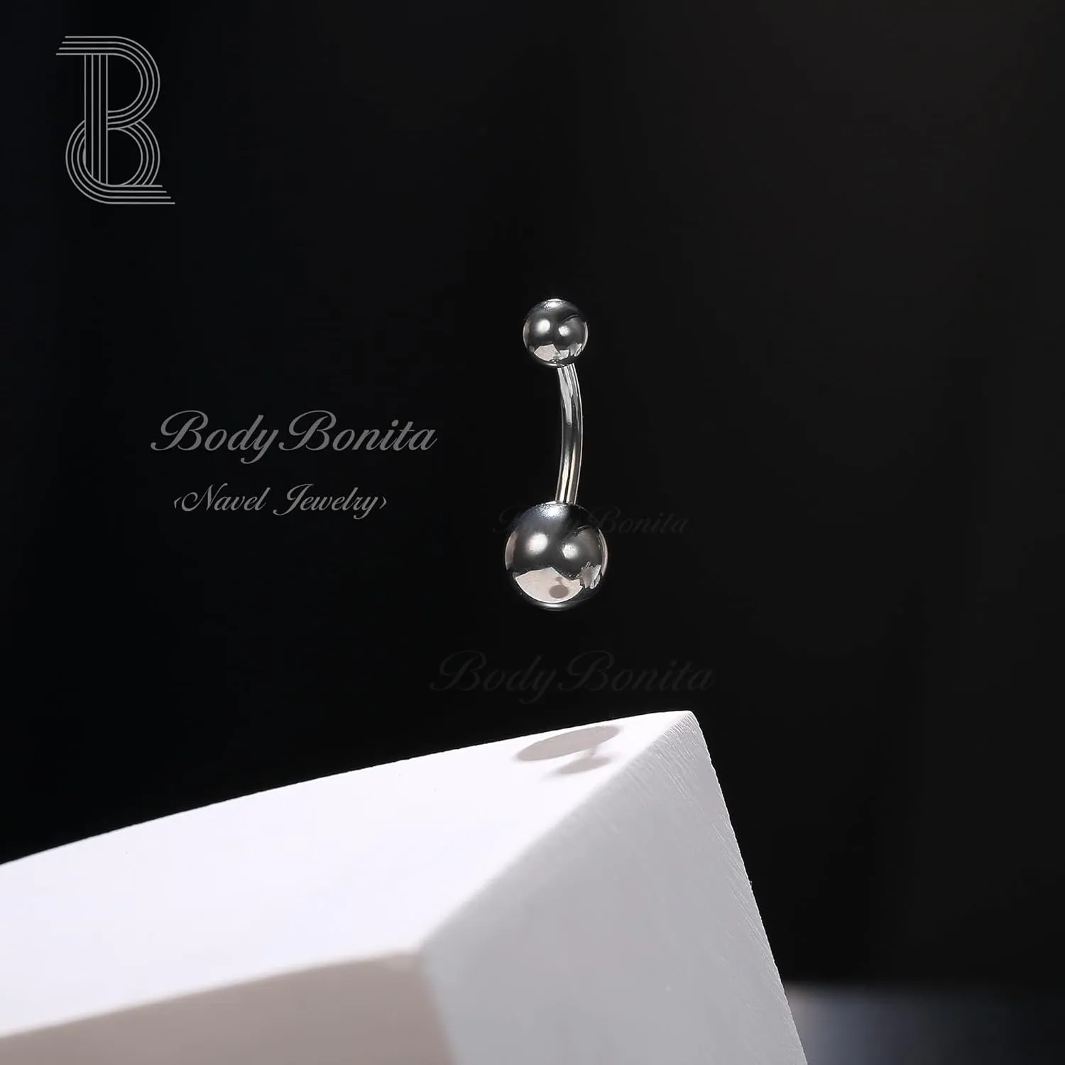 BodyBonita Real Solid G23 Titanium Belly Button Rings - 14G Internally Threaded 10mm Belly Ring Round Square Star Teardrop CZ Navel Rings for Women