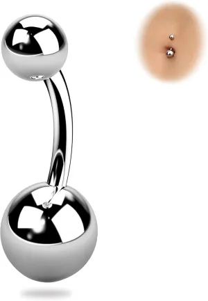 BodyBonita Real Solid G23 Titanium Belly Button Rings - 14G Internally Threaded 10mm Belly Ring Round Square Star Teardrop CZ Navel Rings for Women