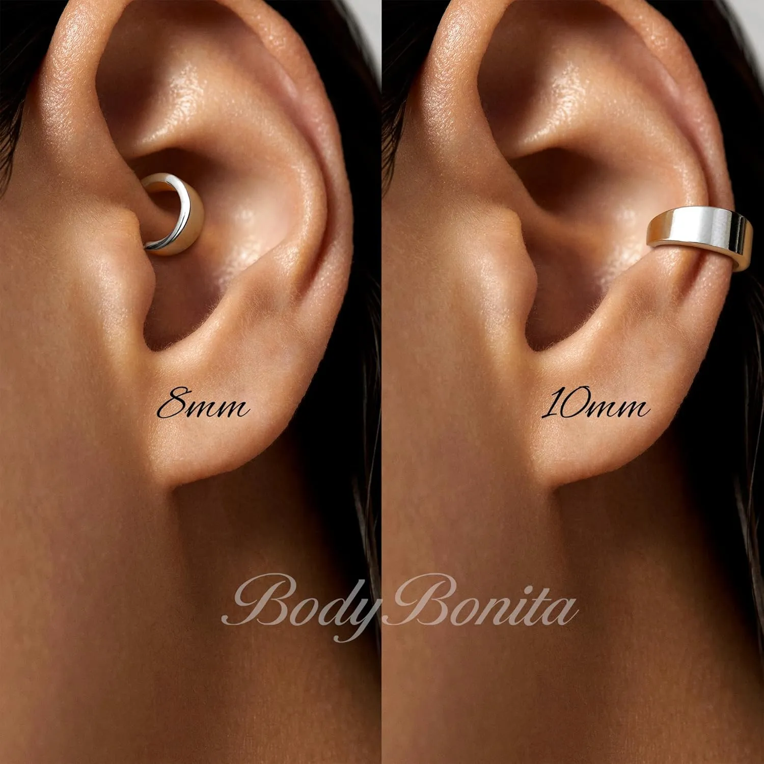 BodyBonita Septum Rings 16G - 316L Stainless Steel Nose Rings Hoops for Men Women Septum Piercing Jewelry 8 mm 10 mm
