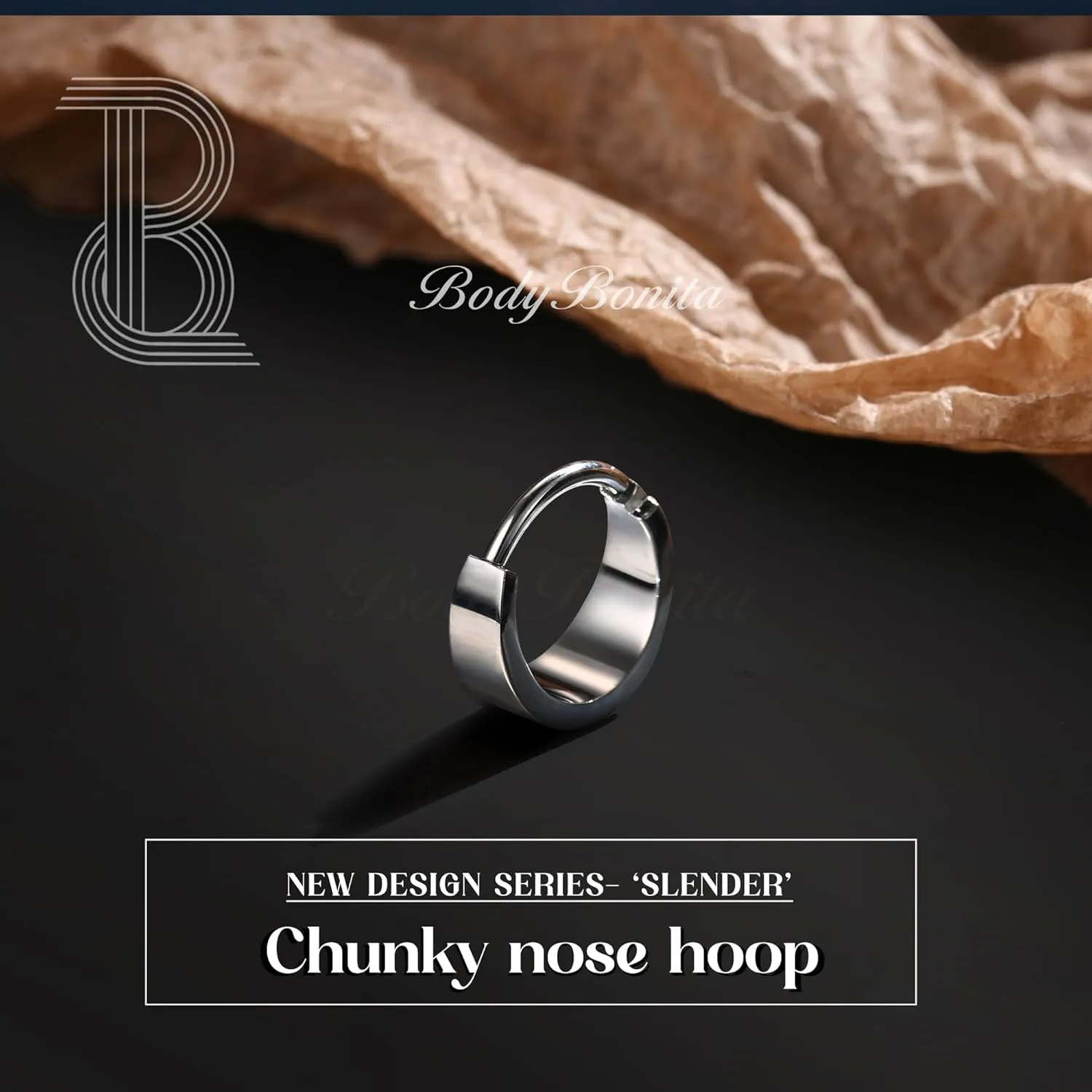 BodyBonita Septum Rings 16G - 316L Stainless Steel Nose Rings Hoops for Men Women Septum Piercing Jewelry 8 mm 10 mm