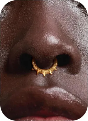 BodyBonita Spike 16G Septum Rings - 316L Stainless Steel Nose Rings Hoops for Women Men Helix Piercing Jewelry Tragus Daith Conch Cartilage Hoop Earring 14K Gold Plated/Silver 8 mm/10 mm