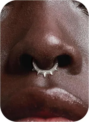 BodyBonita Spike 16G Septum Rings - 316L Stainless Steel Nose Rings Hoops for Women Men Helix Piercing Jewelry Tragus Daith Conch Cartilage Hoop Earring 14K Gold Plated/Silver 8 mm/10 mm