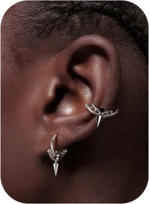 BodyBonita Spike 16G Septum Rings - 316L Stainless Steel Nose Rings Hoops for Women Men Helix Piercing Jewelry Tragus Daith Conch Cartilage Hoop Earring 14K Gold Plated/Silver 8 mm/10 mm